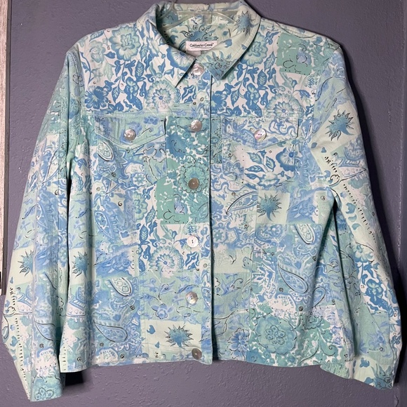 Coldwater Creek Jacket Women’s Size Small Colorful Print Lightweight Buttons - Picture 2 of 7